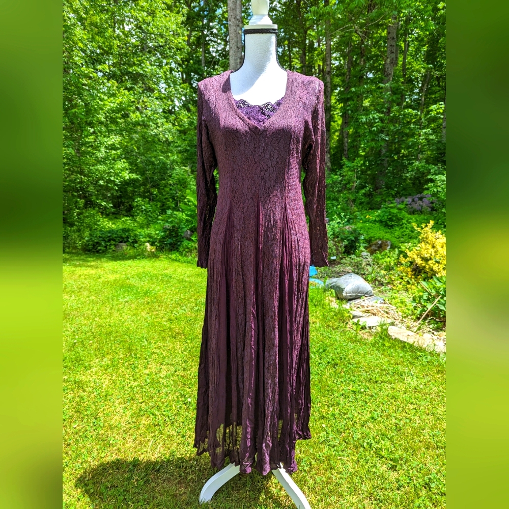 Long Lace Detail Purple Women's Dress